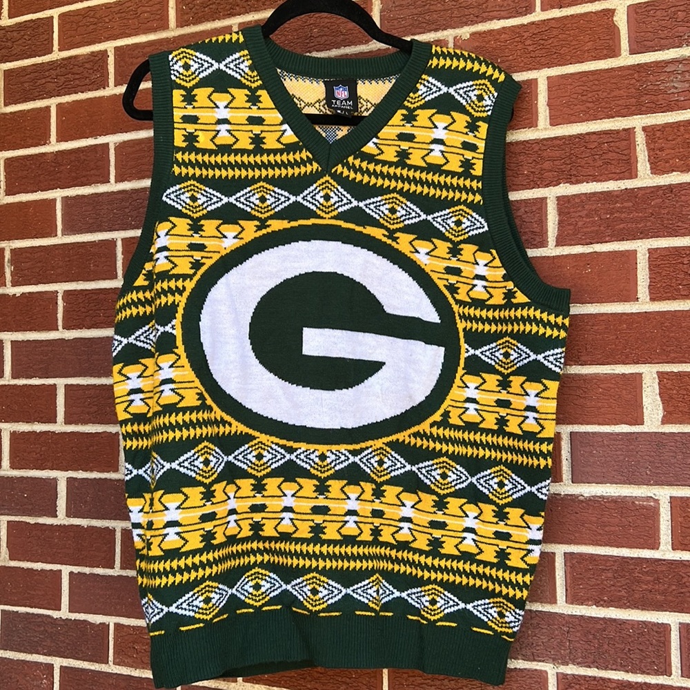 Green Bay Packers Ugly Sweater Vest Large